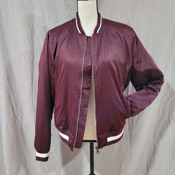 American Eagle Outfitters Maroon Bomber Jacket - Picture 2 of 5